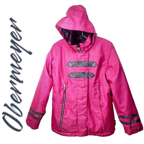 OBERMEYER Mekayla Hot Pink Girl's Ski Jacket Coat Hood, Size 16 Juniors - Picture 1 of 12